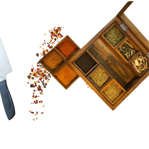 Wooden Spices Box with Glass Lid