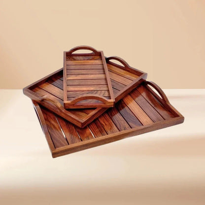 Wooden Serving Tray (Set of 3)