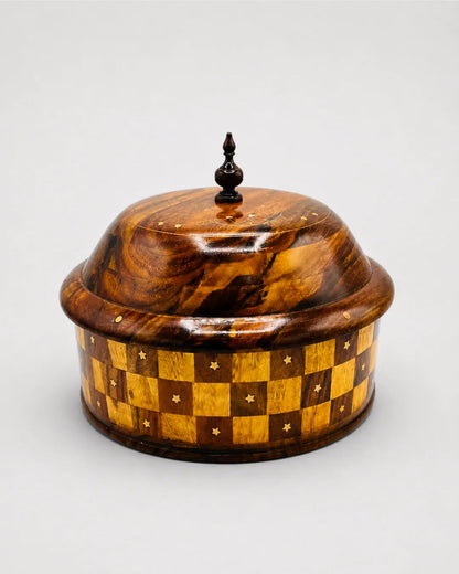 Handcrafted Wooden Checkered Hotpot with Stainless Steel Inner Bowl — Hygienic, Beautiful, Warm