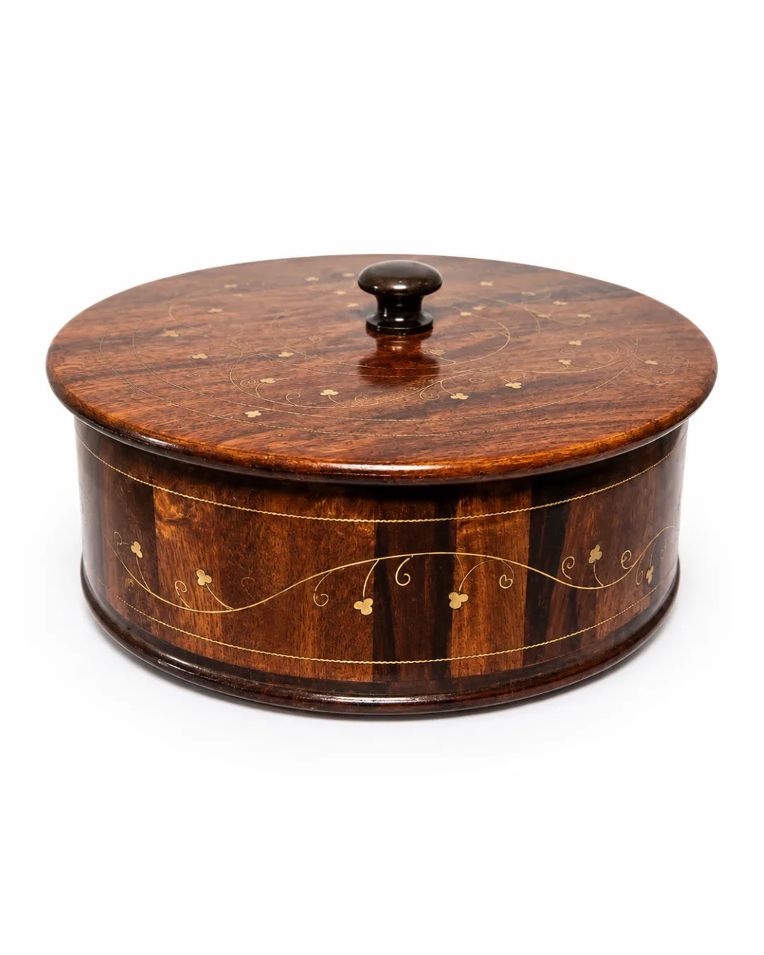 Handcrafted Wooden Chapati Hotpot — Real Brass Artwork on Sheesham Wood