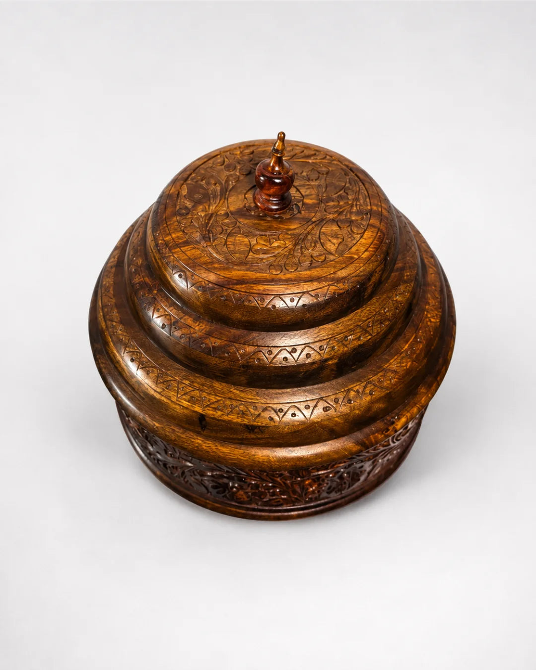 Colossal Wooden Hotpot — Hand-Carved Sheesham Wood with Stainless Steel Inner Bowl