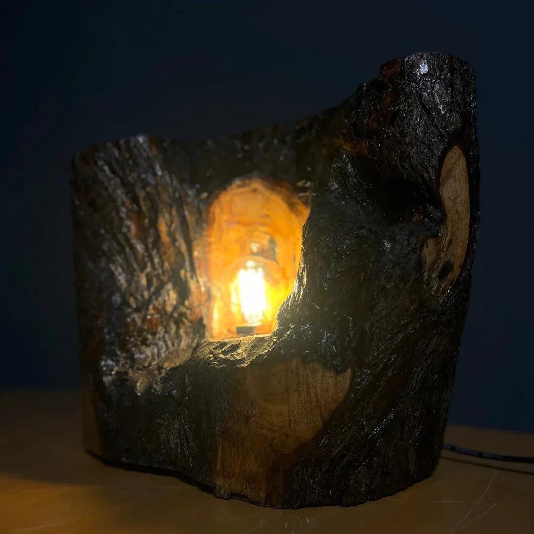 The Cavern Lamp – Handcrafted Live Edge Lamp