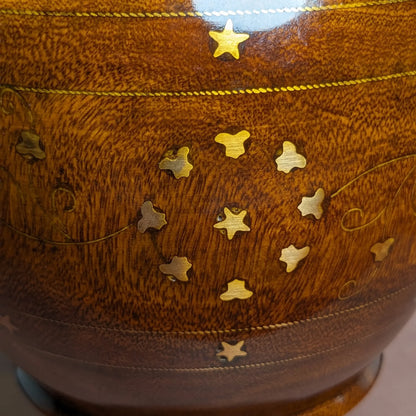 Wooden Brass Art Candy Jar with Lid