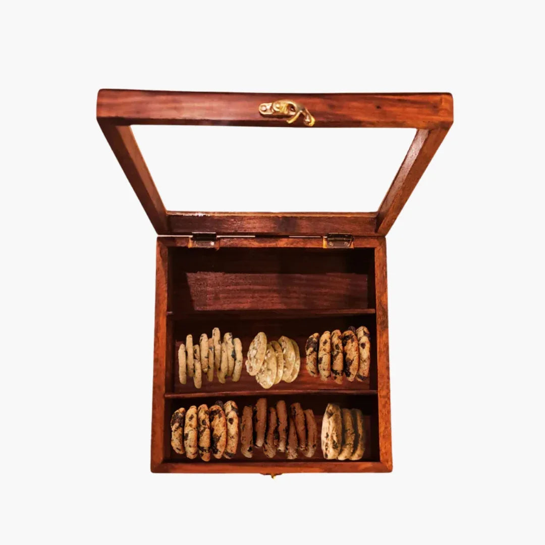 WOODEN CUTLERY BOX  COOKIES STORAGE BOX