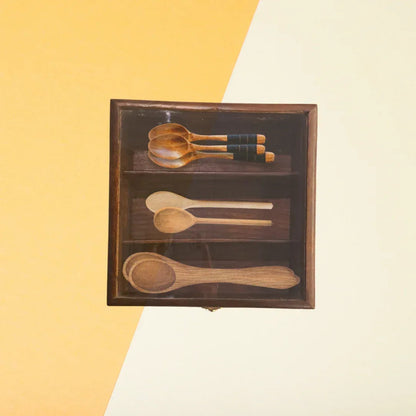 WOODEN CUTLERY BOX  COOKIES STORAGE BOX