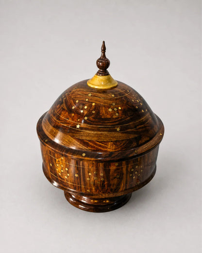 Heritage Wooden Dome Hotpot — Premium Sheesham Wood with Stainless Steel Inner Bowl
