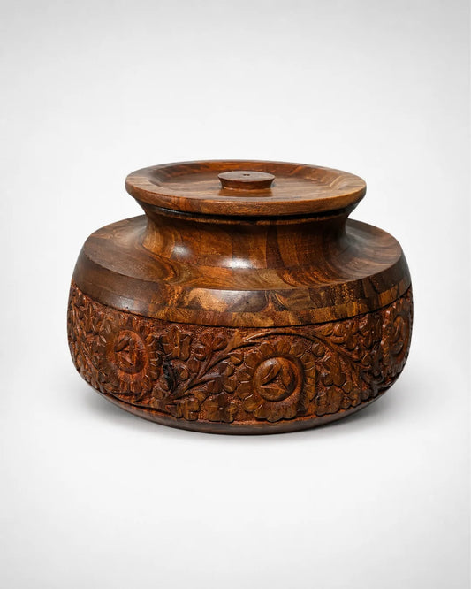 Handcrafted Wooden Daig-Style Hotpot — Hand-Carved Art, Deep Capacity for Large Families