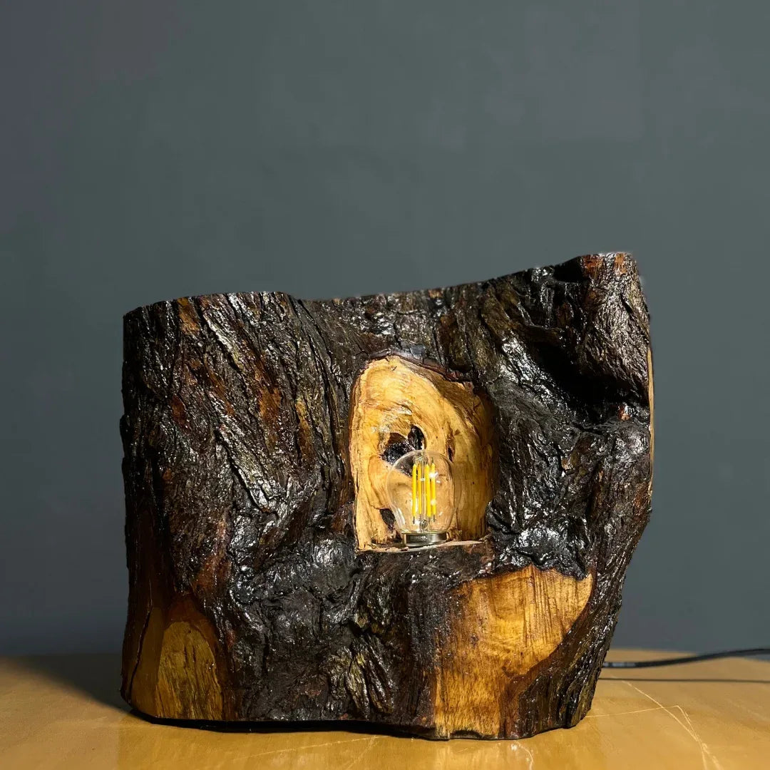 The Cavern Lamp – Handcrafted Live Edge Lamp