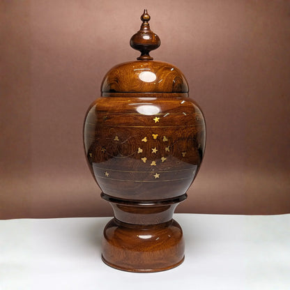 Wooden Brass Art Candy Jar with Lid