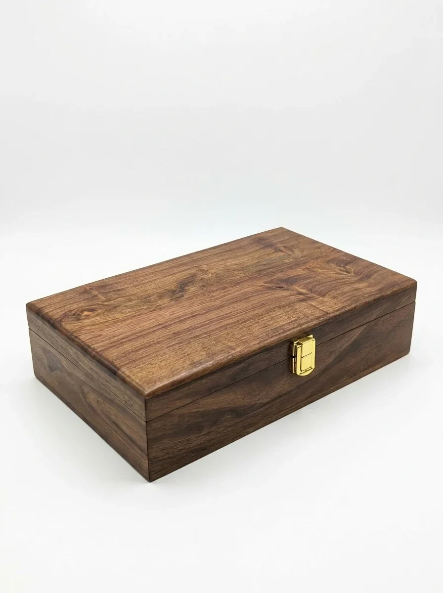 Handcrafted Wooden Watch Box, 10 Slots | Plain Top, Plain Design | Sheesham Wood