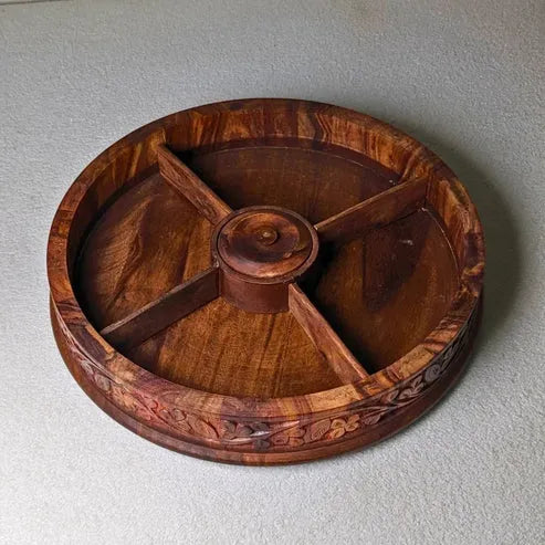 Handcrafted Wooden Dry Fruit Box with Traditional Carving